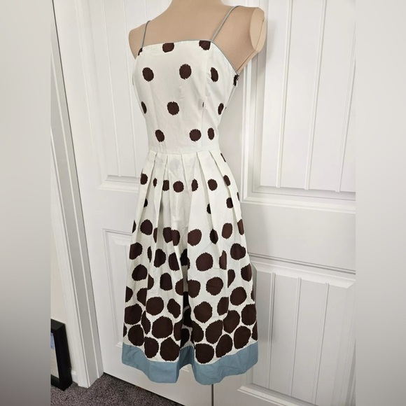 Willow Glen New York Retro 50's Style Dress Size 8 Ivory Blue And Brown. B3 - Picture 2 of 6